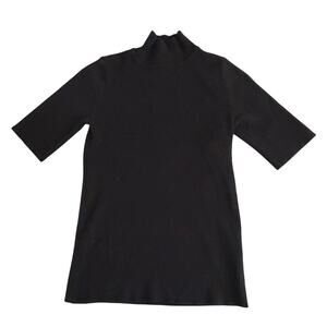 Ellen Tracy black ribbed turtleneck sweater short sleeve size XS